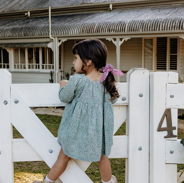 Olivia Dress in Olive Cotton Buds 10 years