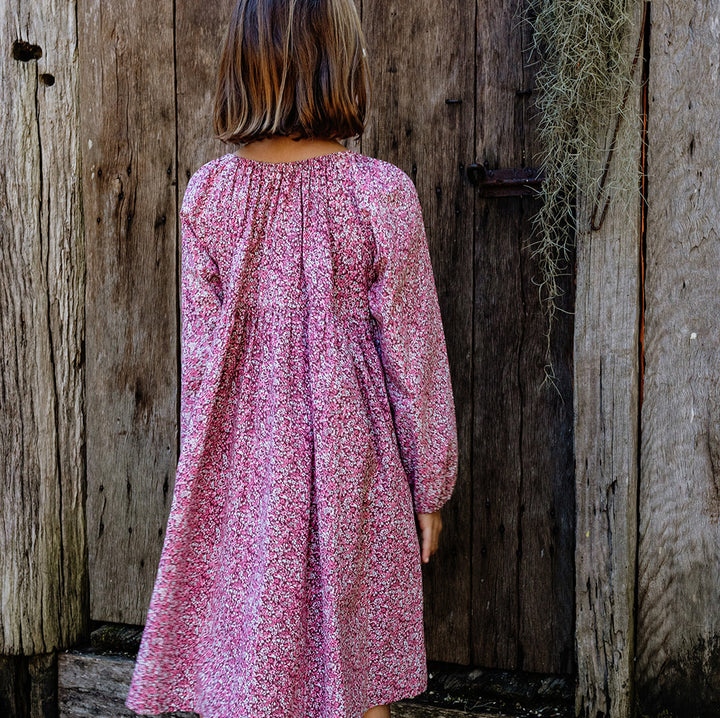 Olivia Dress in Raspberry Mini Flower