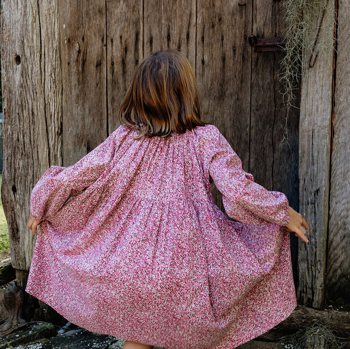 Olivia Dress in Raspberry Mini Flower