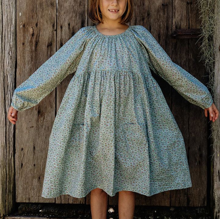 Olivia Dress in Olive Cotton Buds 10 years