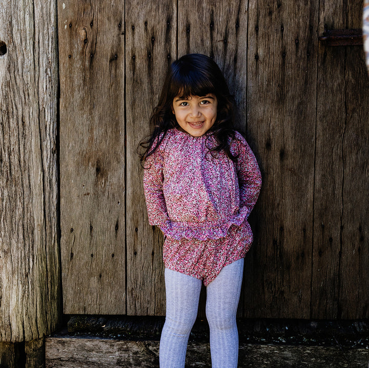 Smock Top in Raspberry Mini Flower