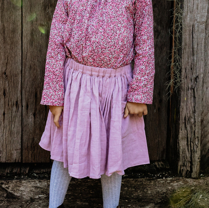 Smock Top in Raspberry Mini Flower