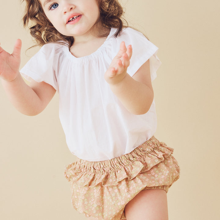 Butterfly Sleeve Top in White Voile