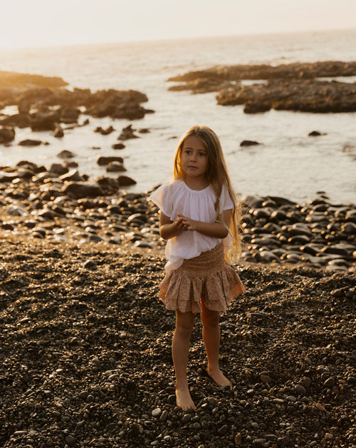 Butterfly Sleeve Top in White Voile