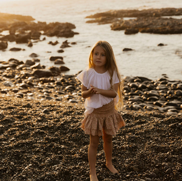 Butterfly Sleeve Top in White Voile